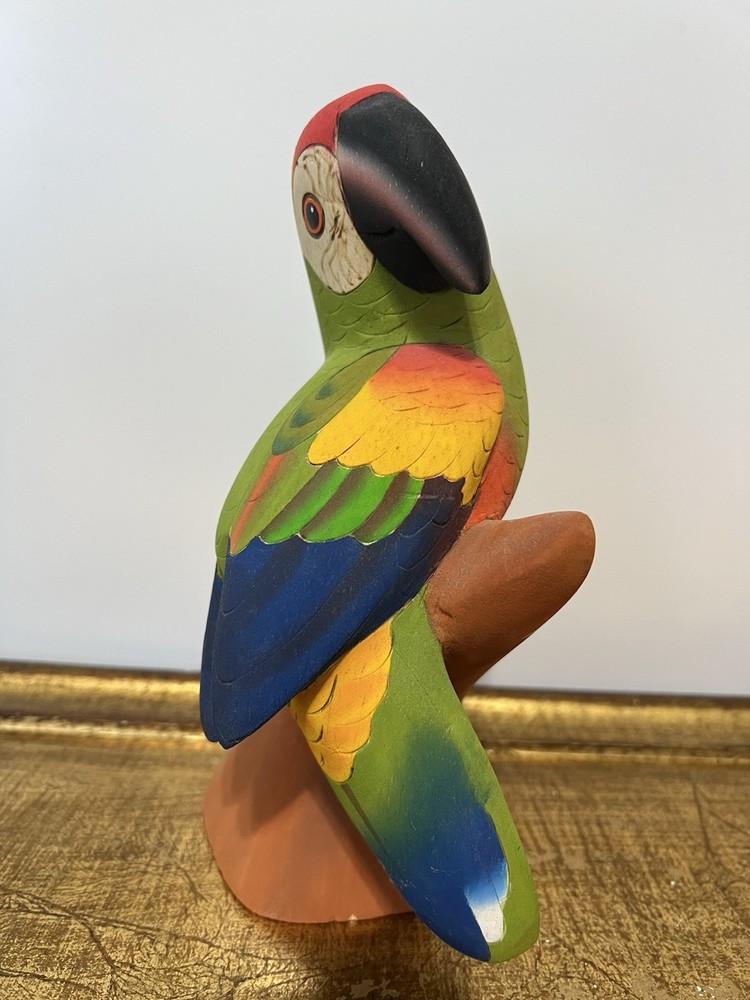 HANDMADE BALSA WOOD MACAW FIGURINES