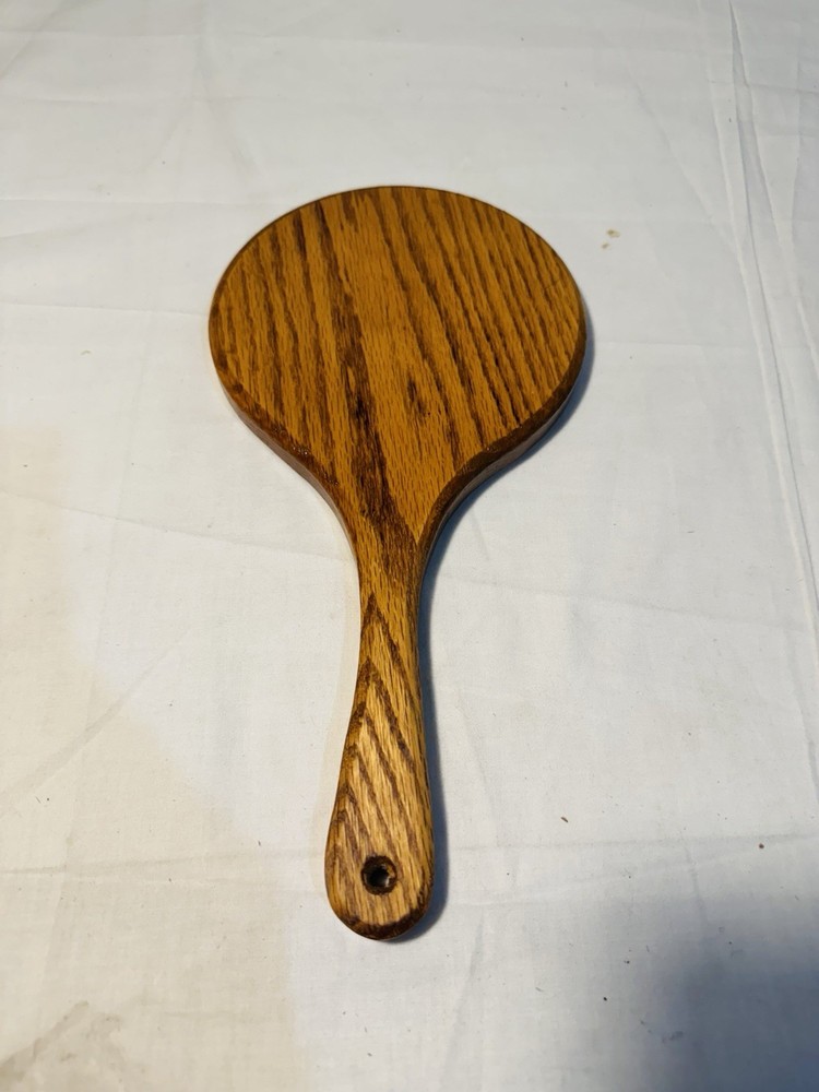 Vintage Handheld Wood Mirror Round