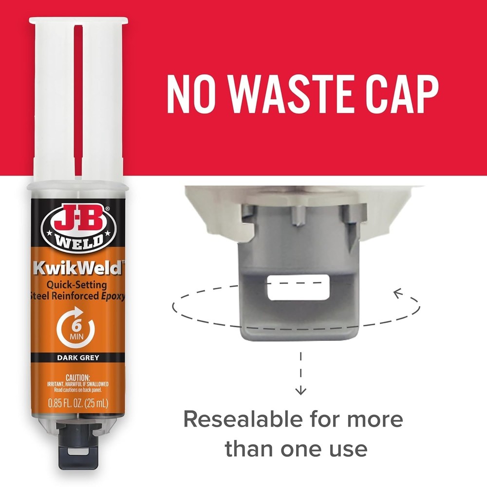 Fast Setting 2-Pack KwikWeld Epoxy - High Strength Repair Solution, Dark Grey