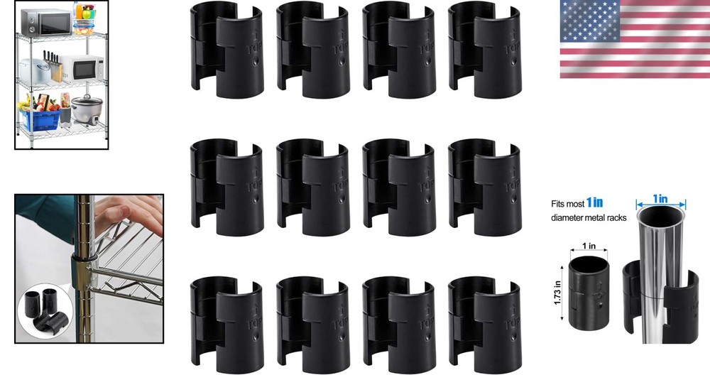 24 Pcs Wire Shelving Lock Clips, Black, Durable
