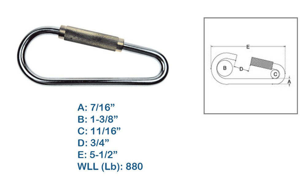 7/16" Stainless Steel Quick Link Spring Loaded Lock,Copper Spring Gate,880Lb WLL
