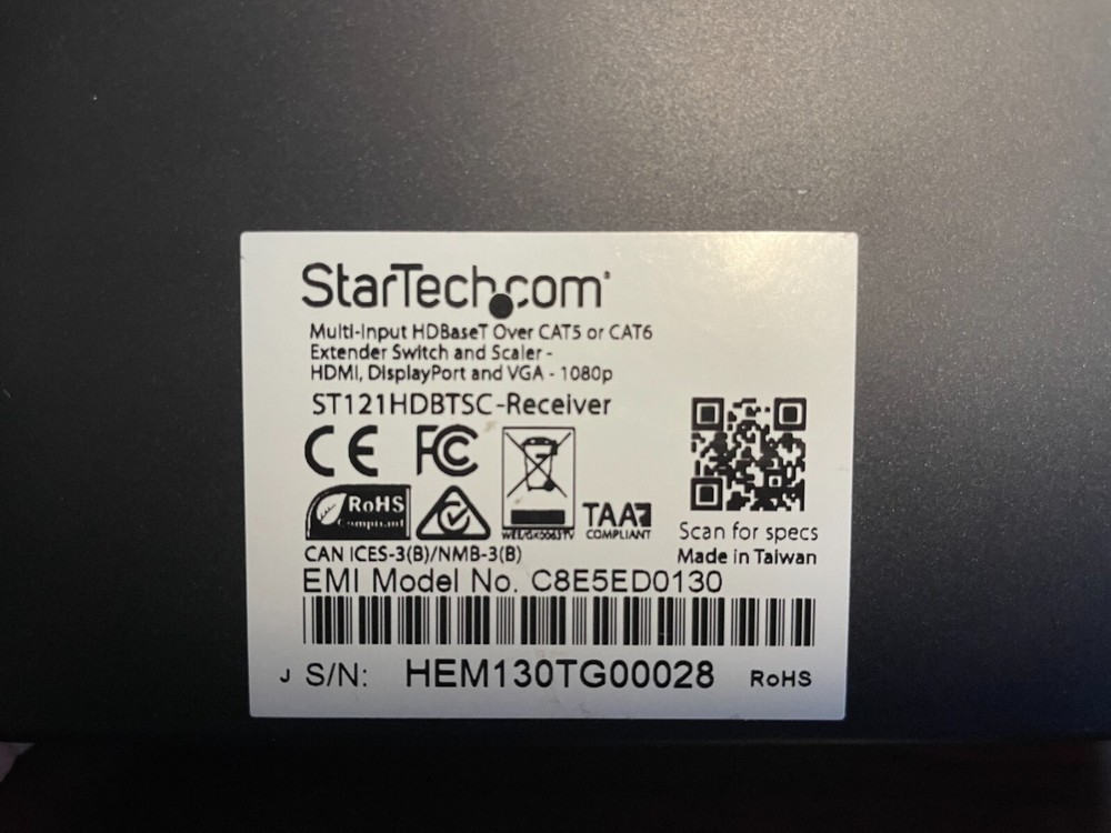 StarTech Multi-Input HDBase Over CAT5 Extender Switch and Scaler Bundle T & R