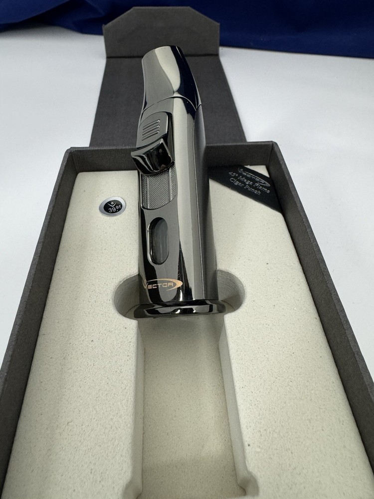 Vector AZTECH - Wind Resistant Large Single Jet Torch Lighter - Gunmetal - New