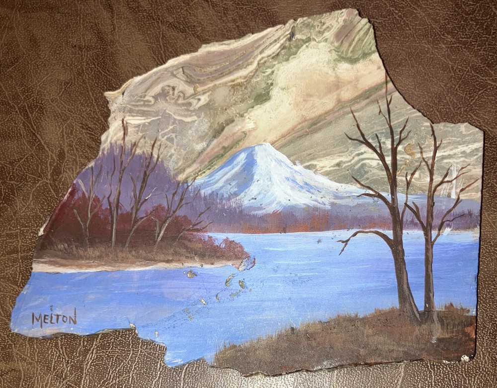 Painted Scene On Morrisonite Jasper, Signed by Catherine Melton