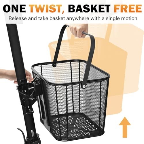 Extra Large Scooter Basket 130lb Capacity, Removable Front Holder, Heavy Duty Ir