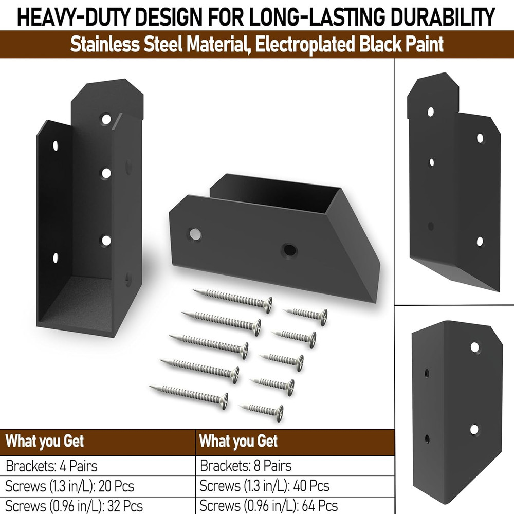 8 Pcs Deck Railing Bracket, 201 Stainless Steel 2 X 4 Deck Railing 30° Stair Con