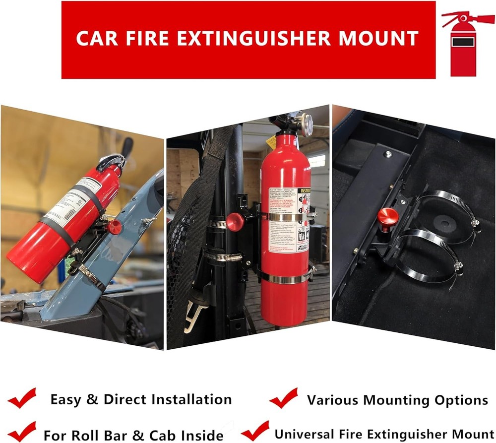 Quick Release Fire Extinguisher Mount Aluminum Adjustable UTV Roll Bar Holder Re