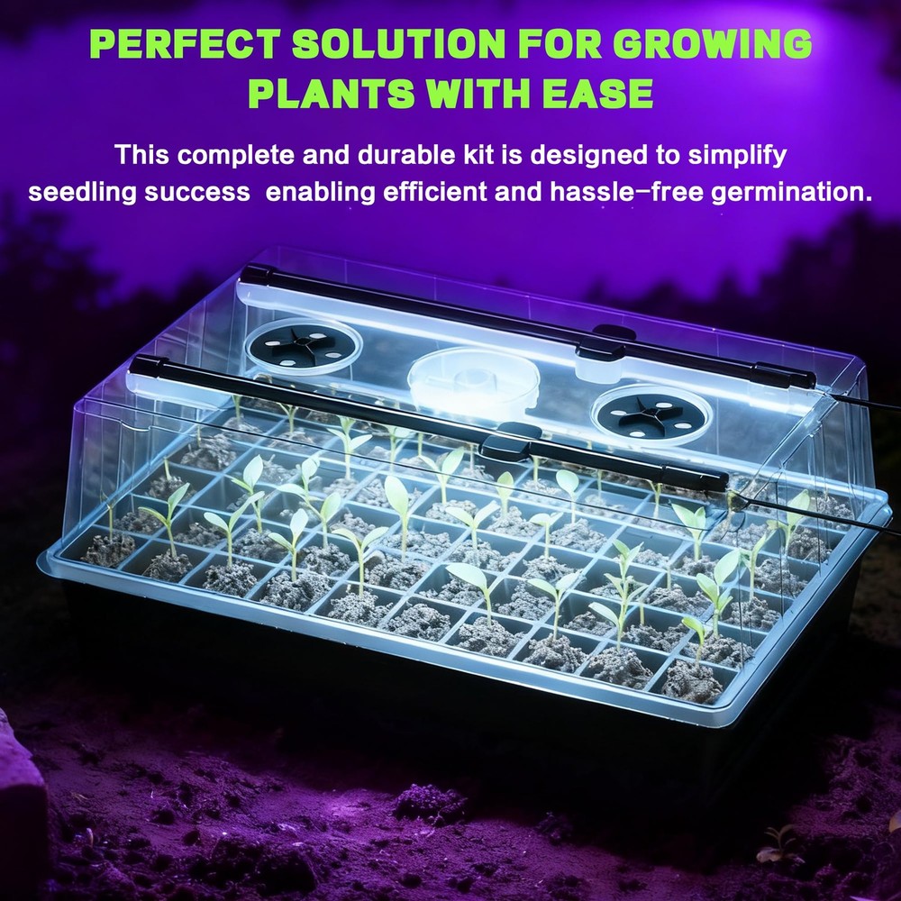 60-Cell Self-Watering Seed Starter Tray with Grow Light, Upgraded 1–24H Timer...