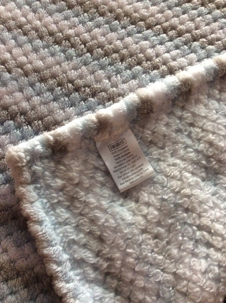 Swiggles Baby Blanket Blue White Gray Striped