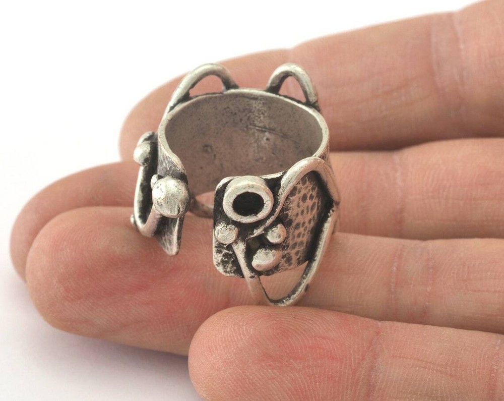 Adjustable Bezel Ring Antique Silver Plated brass 18mm 7.5US inner size 3189