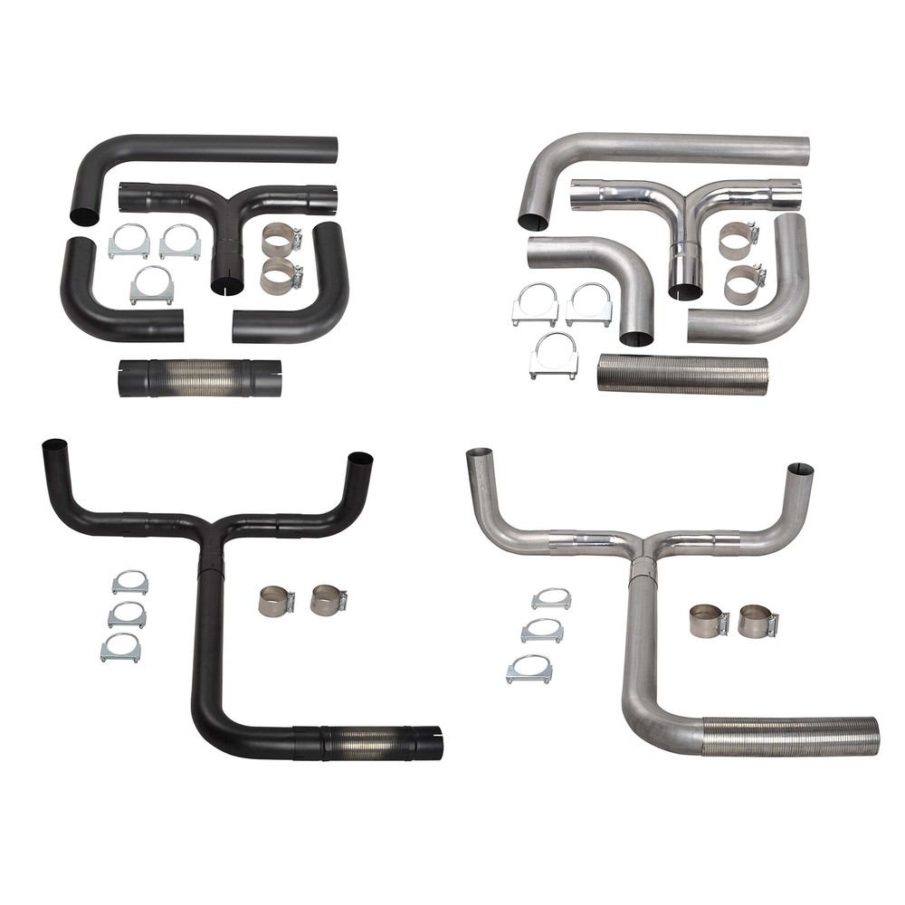 T409 SS 4"/5''T Pipe Kit Dual Smoker Exhaust Stack System Universal Black/Silver