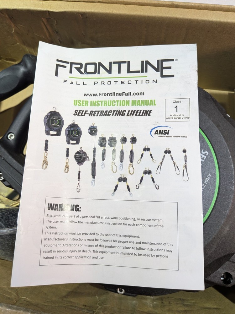 Frontline RPGC50 50Ft Single Leg Cable SRL Steel Snap Hook Handle Tagline