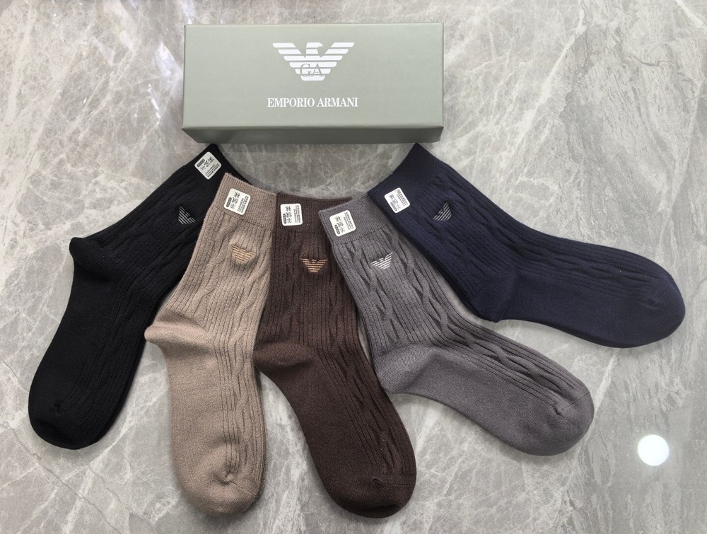 Emporio Armani Mens 5pcs Wool Socks Giftbox