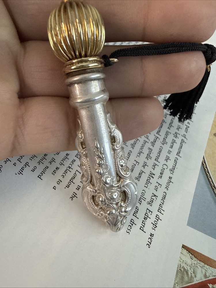 Art Noveau style Solid Sterling Silver Perfume Scent Bottle 3''