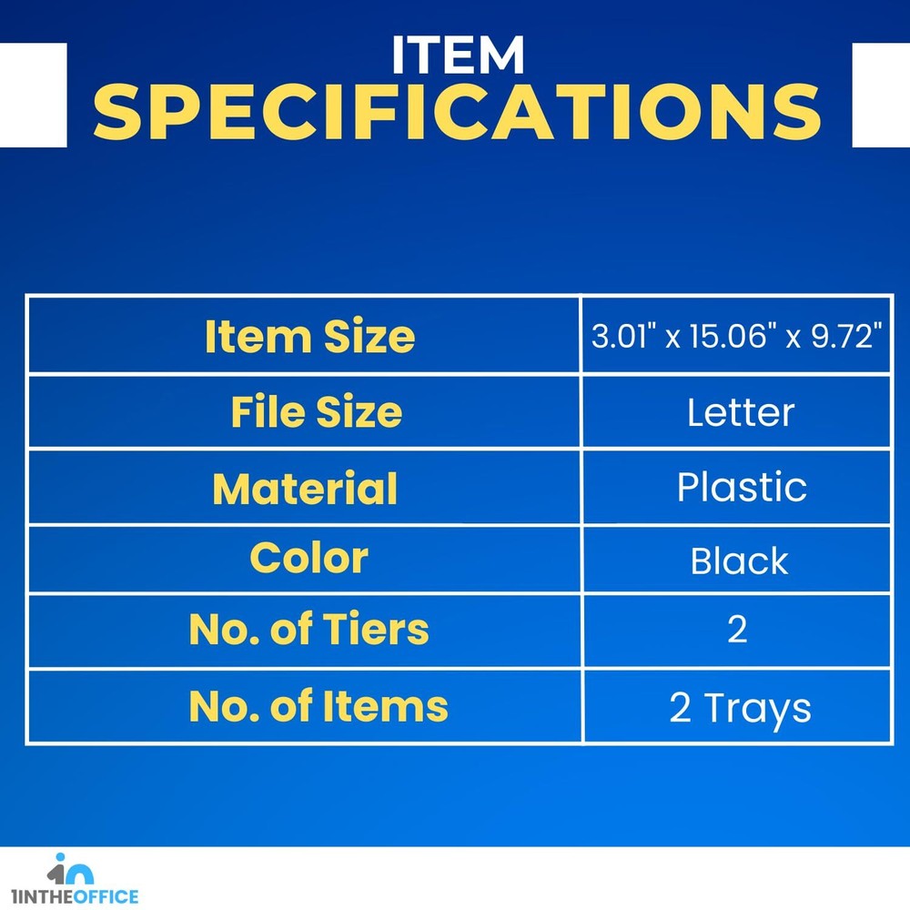 Stackable Paper Tray File Organizer 2 Pack Side Load Letter Tray Black