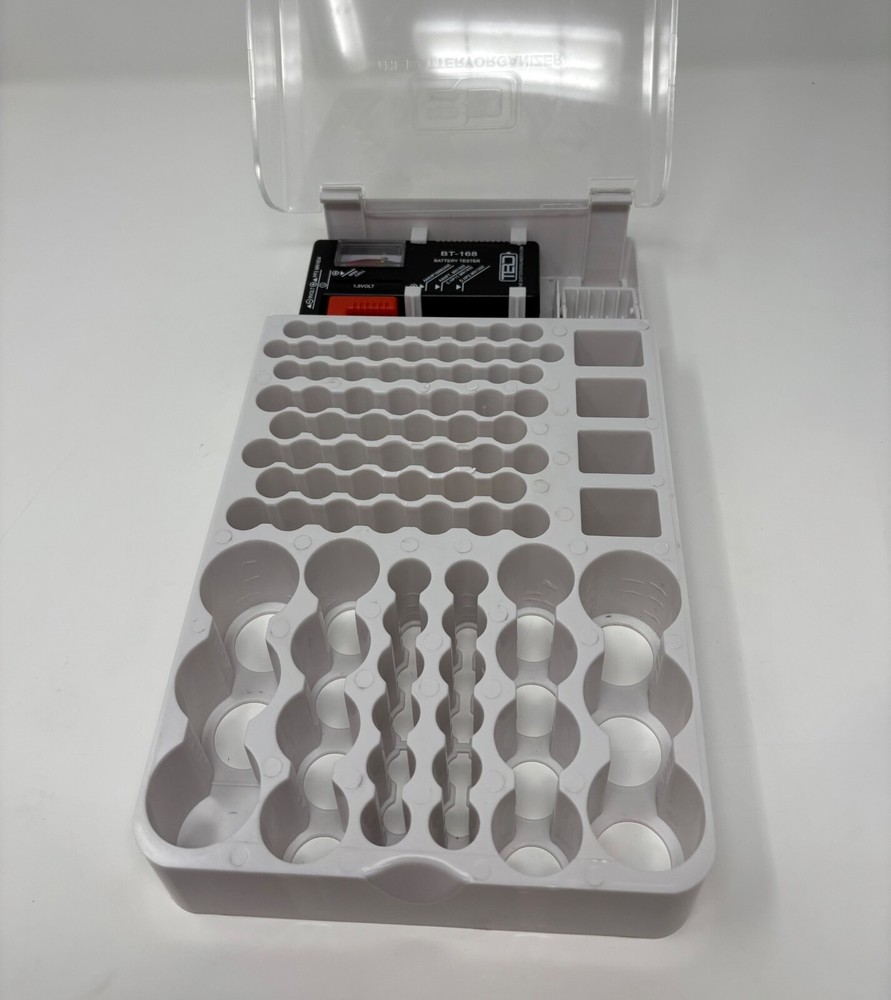 Battery Organizer Storage Case / Container for Batteries w/ Tester AA AAA 9V C D
