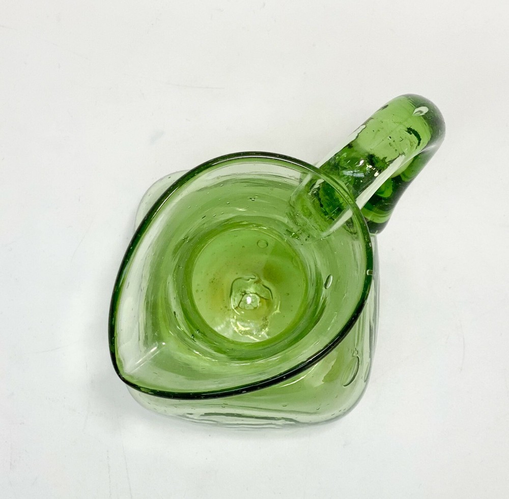 Hand Blown Green Glass Creamer