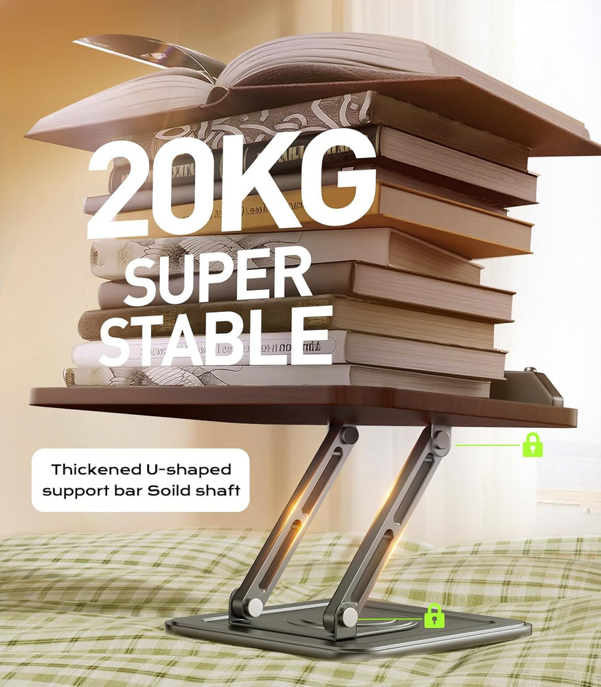 Adjustable Book Stand for Reading 360 Rotating Base Black for Tablets