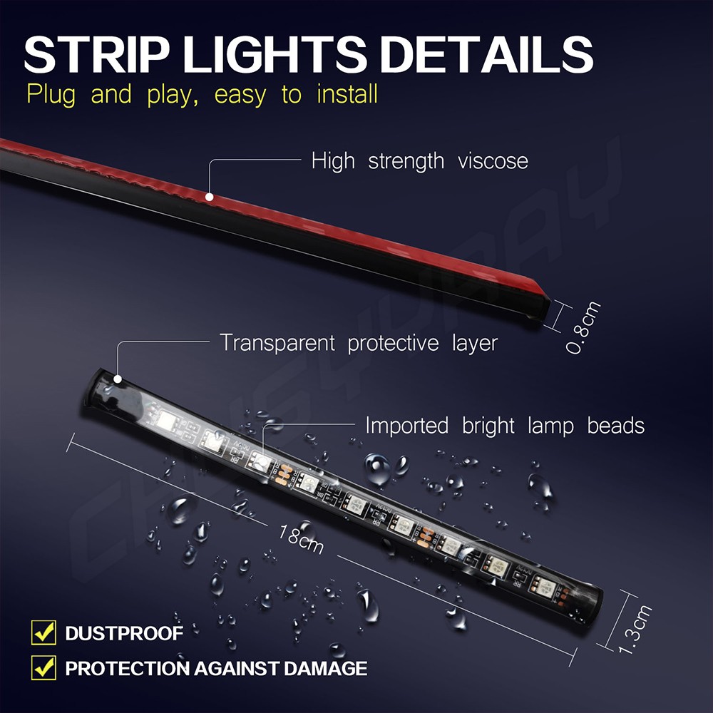 4Pcs RGB PC Case LED Strip Computer Light Bar PC Game Light With remote control