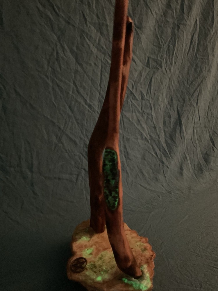 Hand made oak Magic Wand Wit Granate Stone