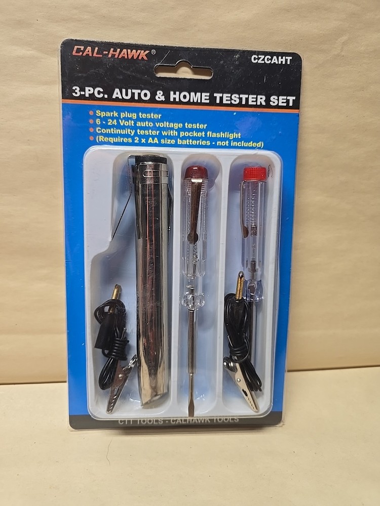 3 pc Auto & Home Tester Kit  Continuity, 6-24 Volt Voltage Tester Sparkplug Test