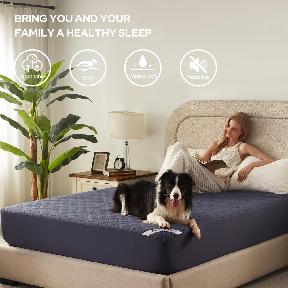2 Pack Waterproof Mattress Protector, Queen Size Pad Noiseless with Deep Pock...