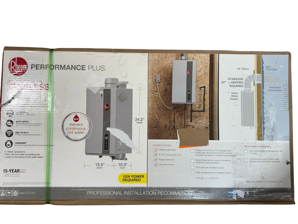 RHEEM Performance Plus Natural Gas Indoor Tankless Water Heater EC0180DVELN-3