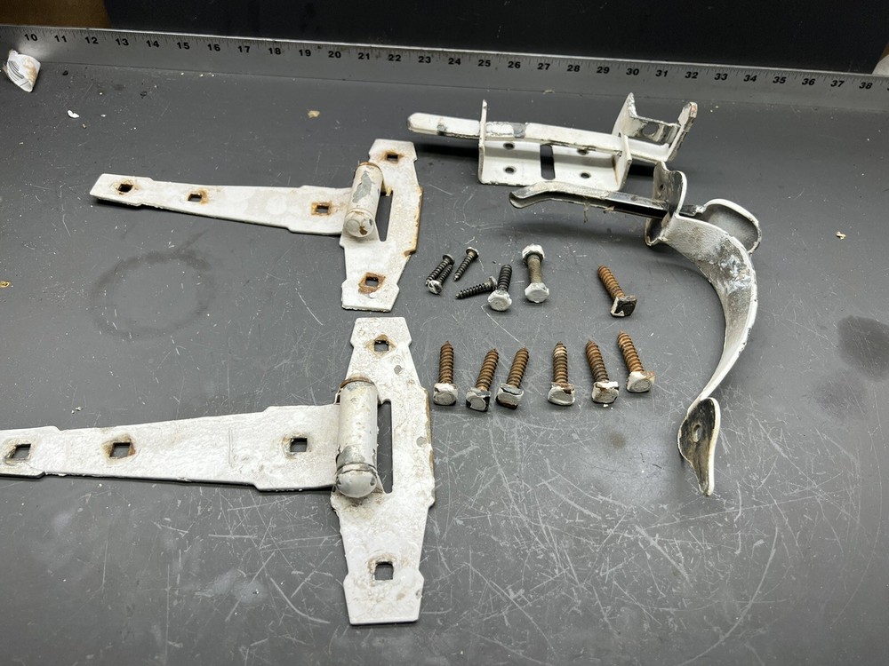 Old VINTAGE Gate hinges and￼ Latch Lock