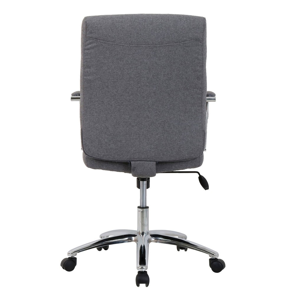 High Back Fabric Task Chair Charcoal Gray Fixed Arms High Back