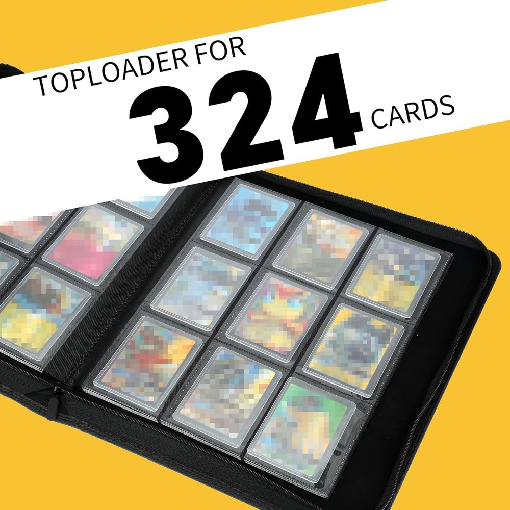 Toploader Binder, Holds 324 Toploaders, 9 Pockets, Top Loader Binder for Cards