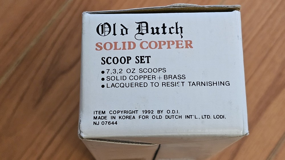 Old Dutch Scoop Set Solid Copper And Brass #701 4pc