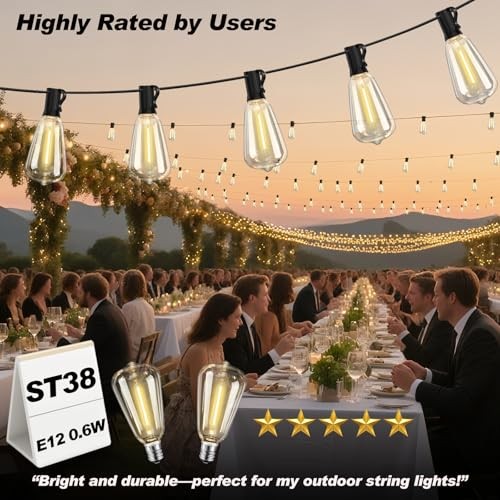 -Pack ST38 LED Replacement Bulbs Shatterproof Dimmable Vintage Edison Bulbs 10