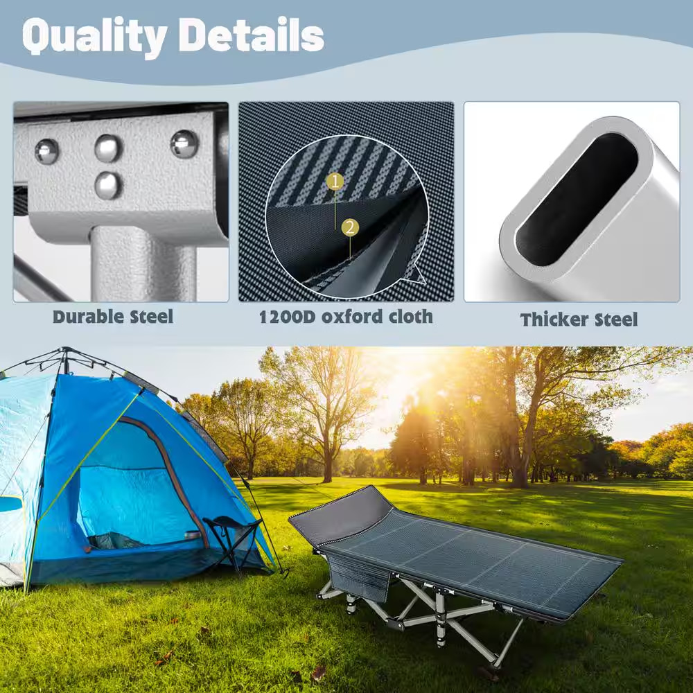 Folding Camping Cot, Heavy-Duty Sleeping Cots with Carry Bag, Double Layer Oxfor