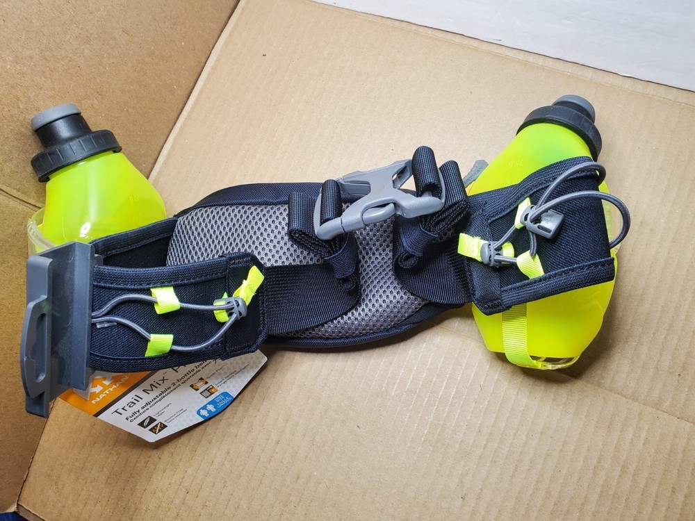 Nathan Hydration Adjustable Running Belt Trail Mix Plus Black / Lime Green - NWT