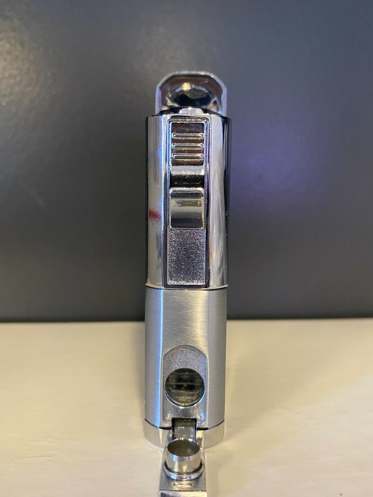 Triple Flame Cigar Torch Lighter with Cigar Punch Cutter Silver W/ Gift Box