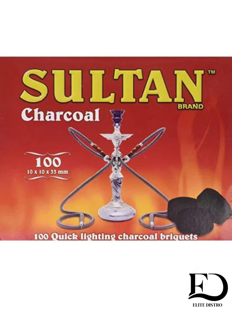 Sultan Hookah Charcoal - 1 Box - 100 Quick Lighting Briquets