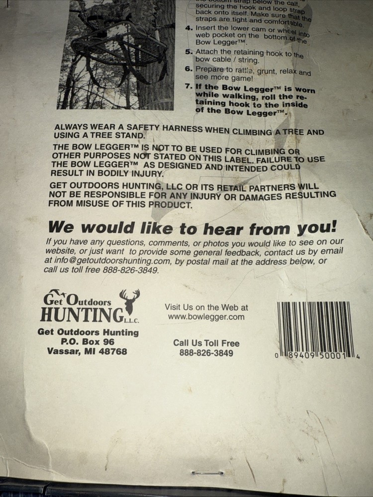 Bow Legger Hands Free Personal Bow Holder Nip Motion Control System