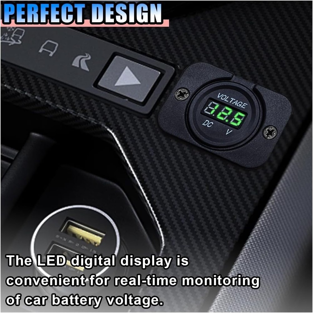 Volt Gauge Meter Voltage LED Digital Display DC 12V-24V Car Panel Voltmeter