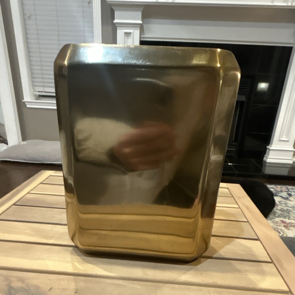 Nate Berkus Gold Metal Rectangular Planter Modern Decor Medium 8x7x4in