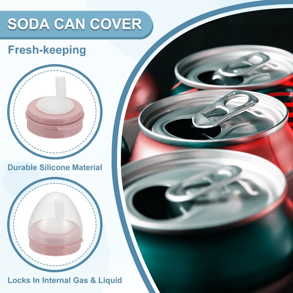 Pink/Blue Straw Soda Can Lids 2pcs