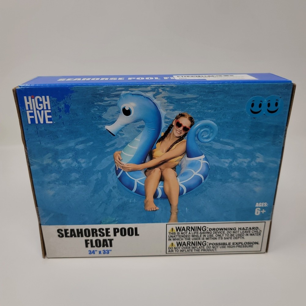 High Five Seahorse Pool Float 34" x 33" Inflatable Ride On Summer Fun