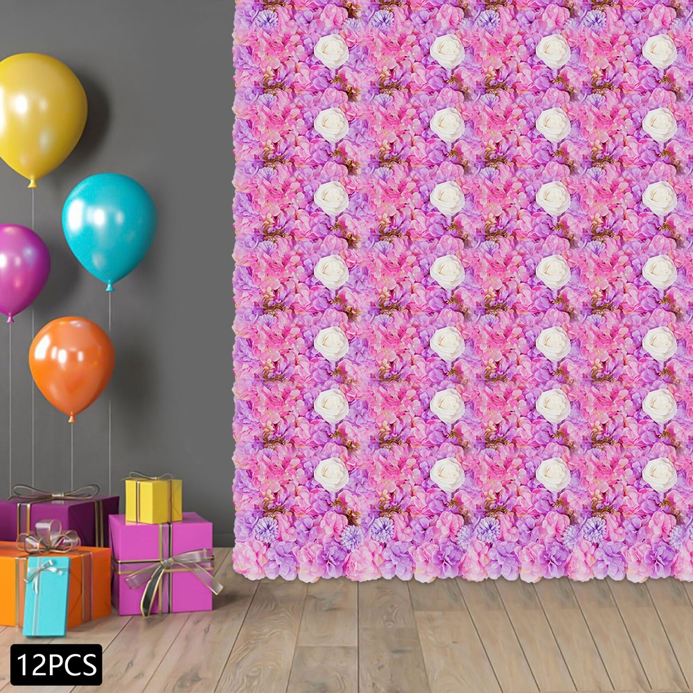 12pcs 3D Artificial Flower Wall Panels for Home & Wedding Decor