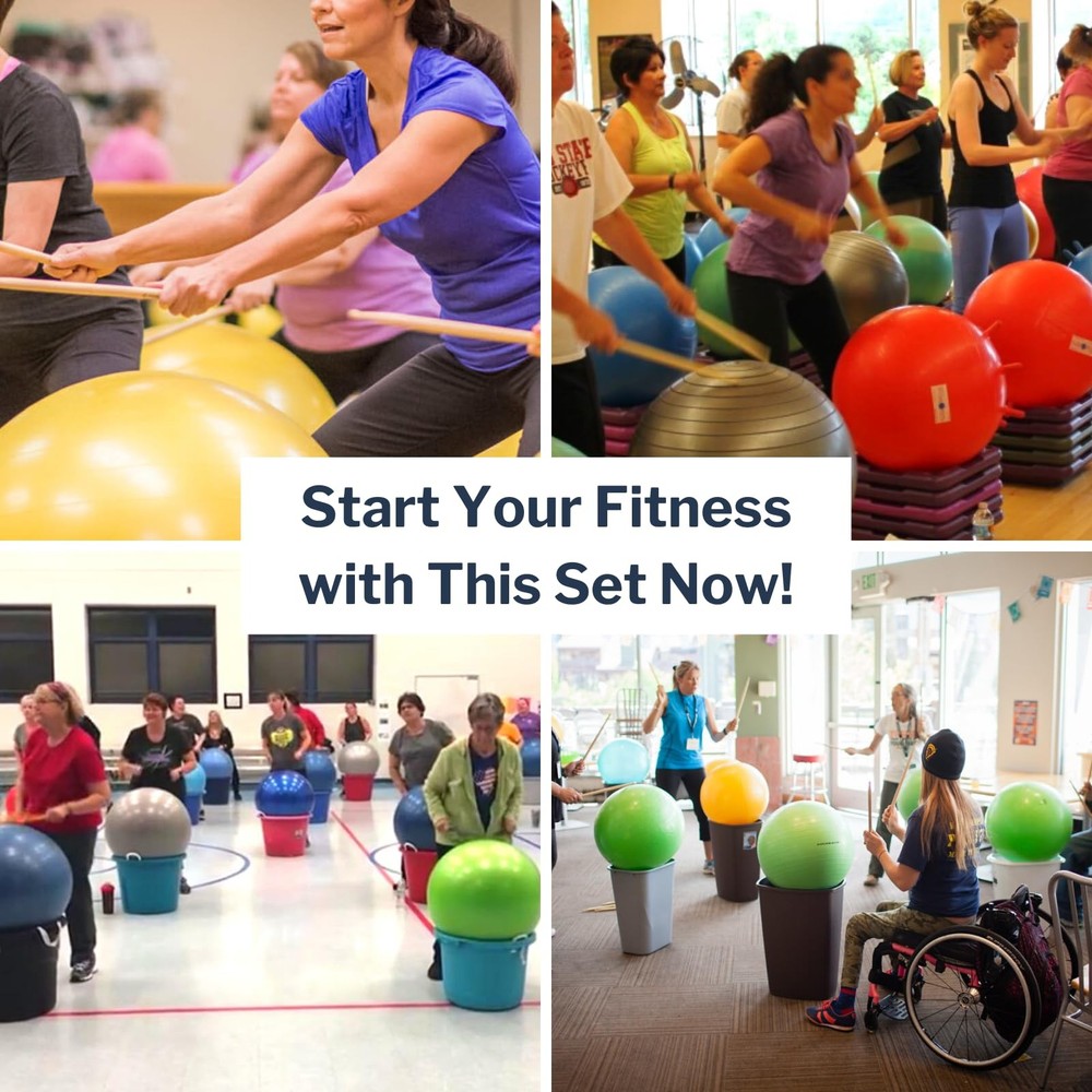 Cardio Drumming Set: 26" Exercise Ball, Pump & Weighted Sticks