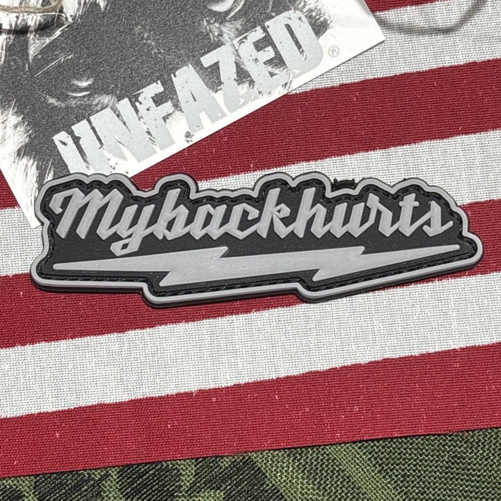 PvC My Back Hurts BkGr Tactical Hook & Loop Patch Rubber 3d