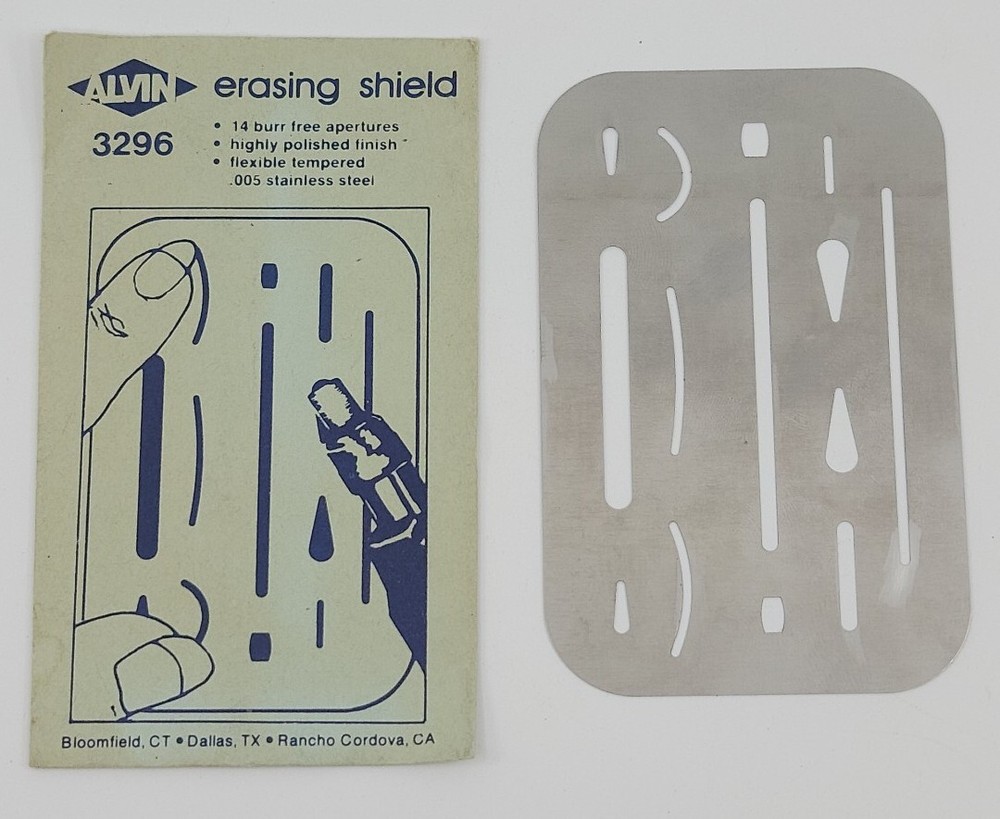 ALVIN 3296 DRAFTING ERASING TOOL SHIELD 14 HOLE USA MADE