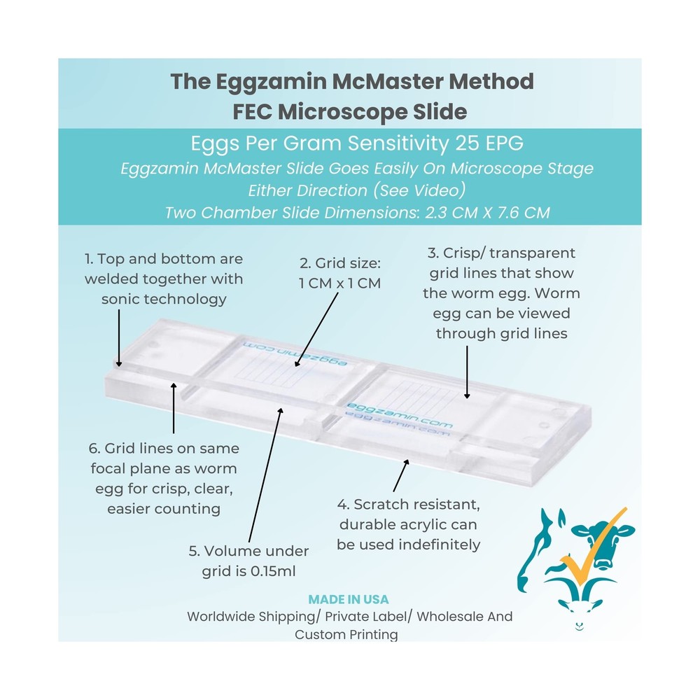 Bundle of 2 McMaster Method Microscope Slides, FEC (Fecal Egg Count) Double C...