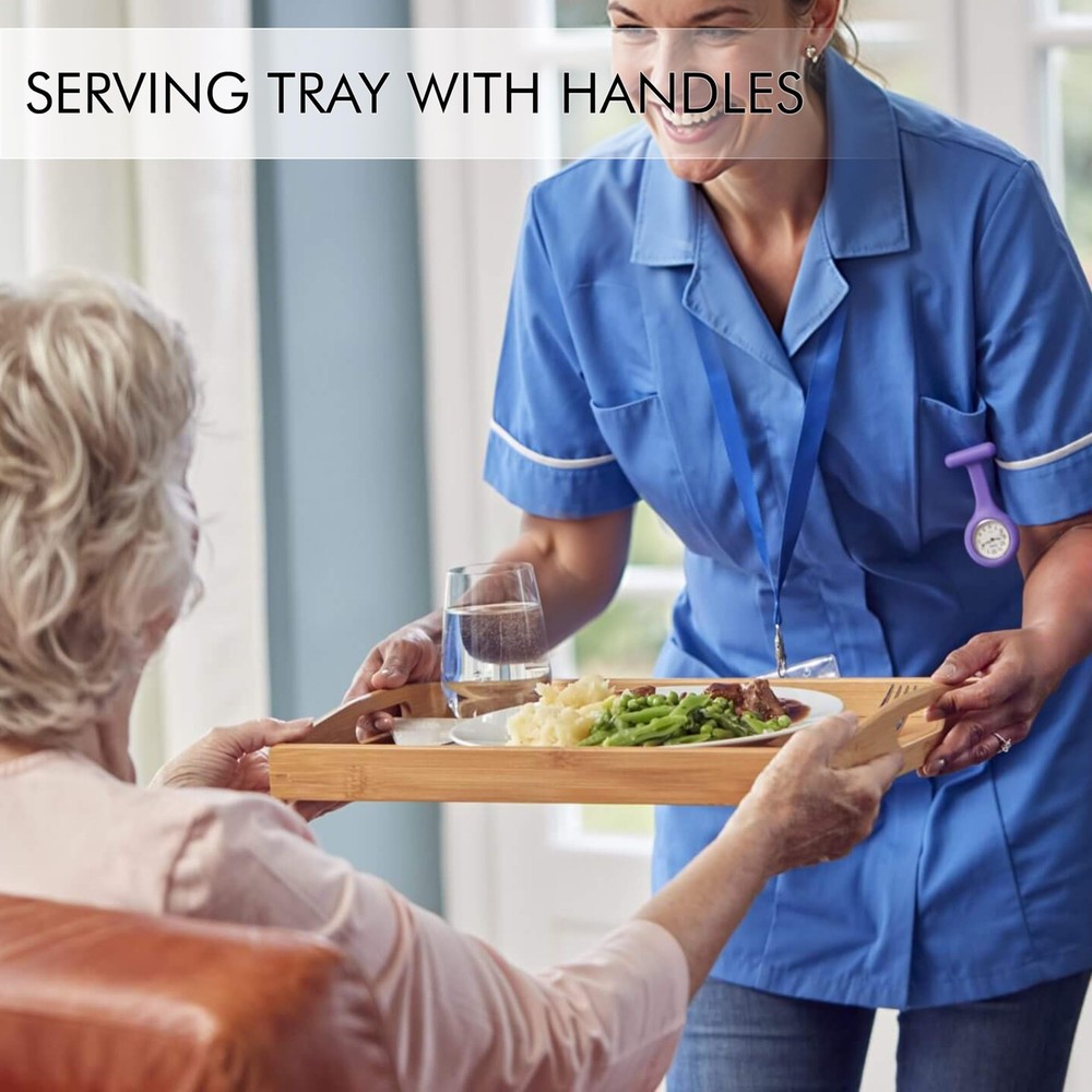 3 Pack Serving Tray with Handles, 3 Sizes Nestable Rectangular Tray Easy Carr...