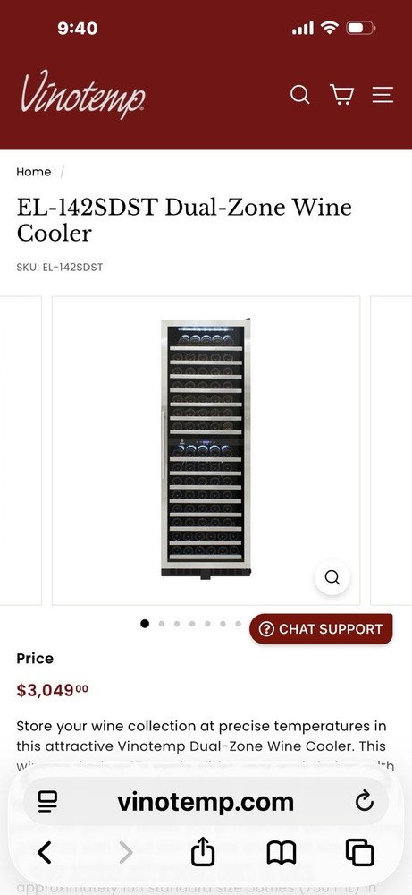 Vineotemp 155 Bottle Wine Cooler