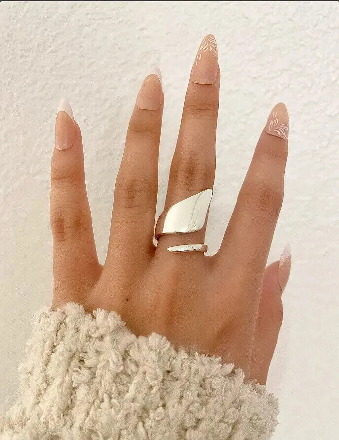 Solid 925 Sterling Wrap Silver Chunky Ring Adjustable Ring Handmade RingAll Size