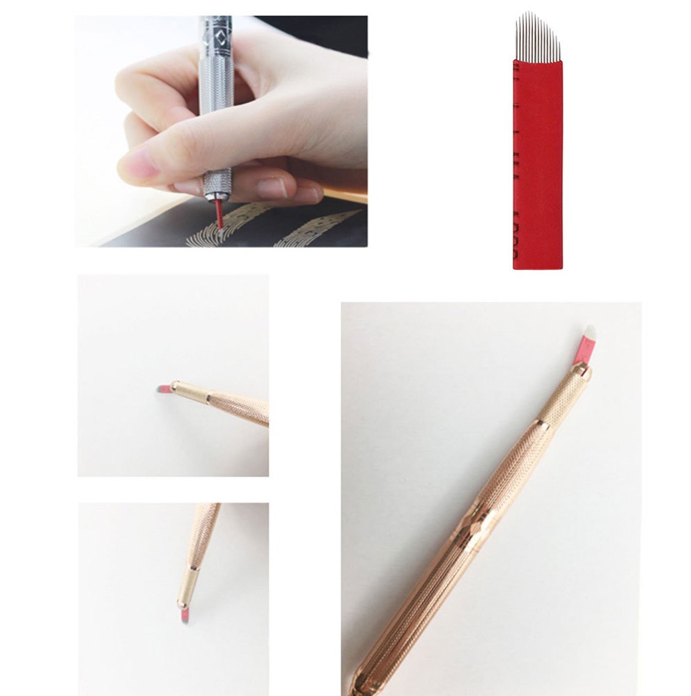15 U Shape Needles Microblading Permanent Makeup Eyebrow Tattoo Chamfering Blade